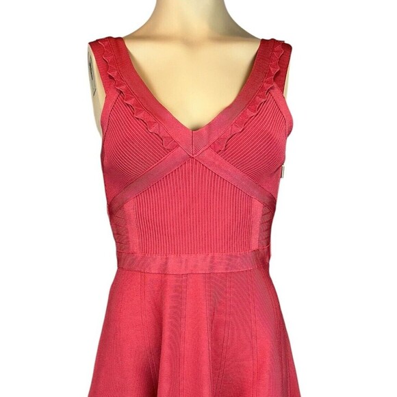 Guess Pink Stretch Knit Dress  Women's Size  M  Sleeveless Mini  Fit & Flare - Picture 3 of 8